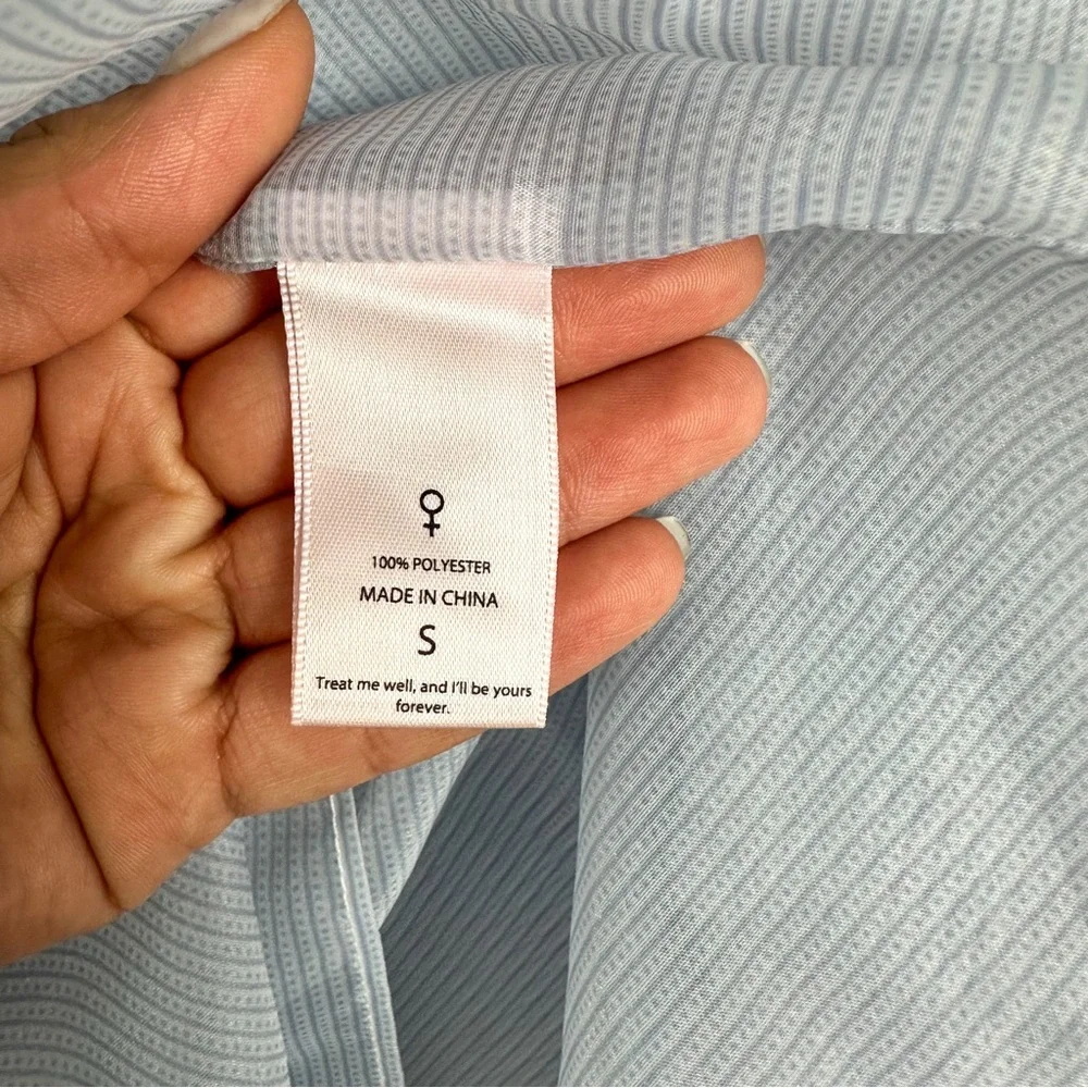 SELKIE The Puff Dress Sheer Blue Babydoll Pinstripe Dress Size Small - Picture 14 of 17